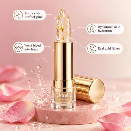 Odrelle colour-changing gold-flake lipstick